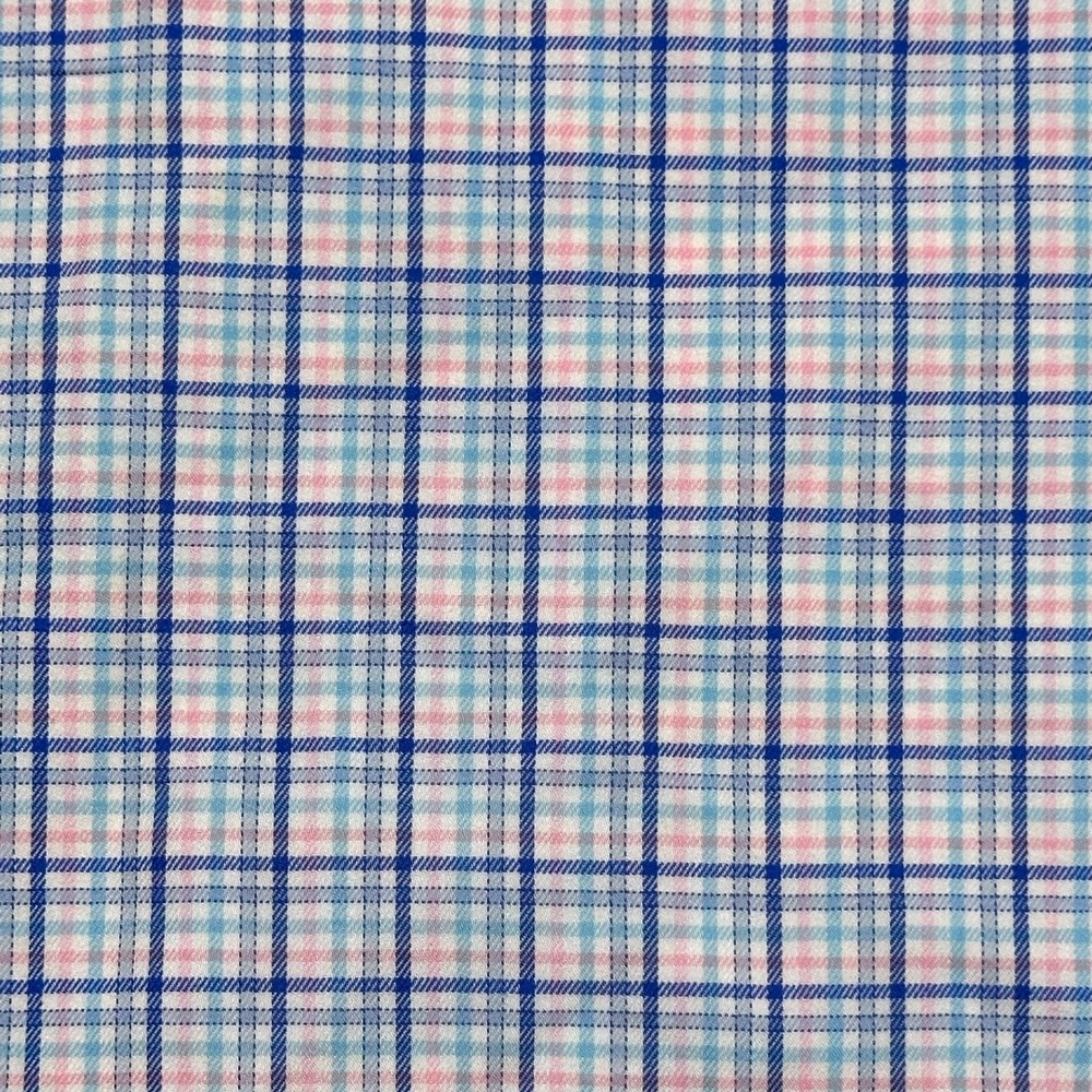 Peter Millar Plaid Button Down Shirt Large Blue Pink Long Sleeve Check - Picture 3 of 12